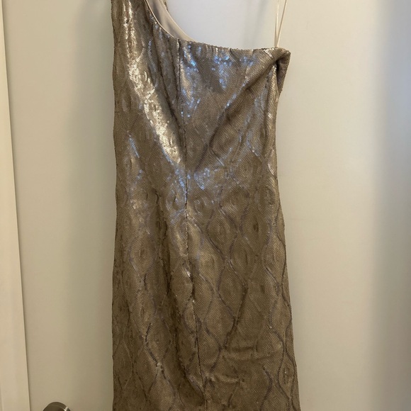 Wish Gold Asymmetrical Ruched Cocktail Dress - Picture 4 of 8